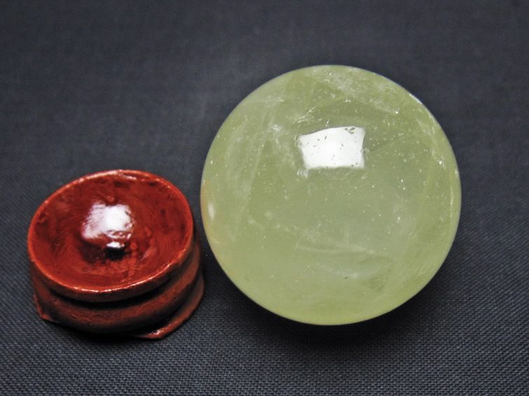 シトリン 丸玉 34mm シトリンクォーツ スフィア 置物 一点物 141-7877