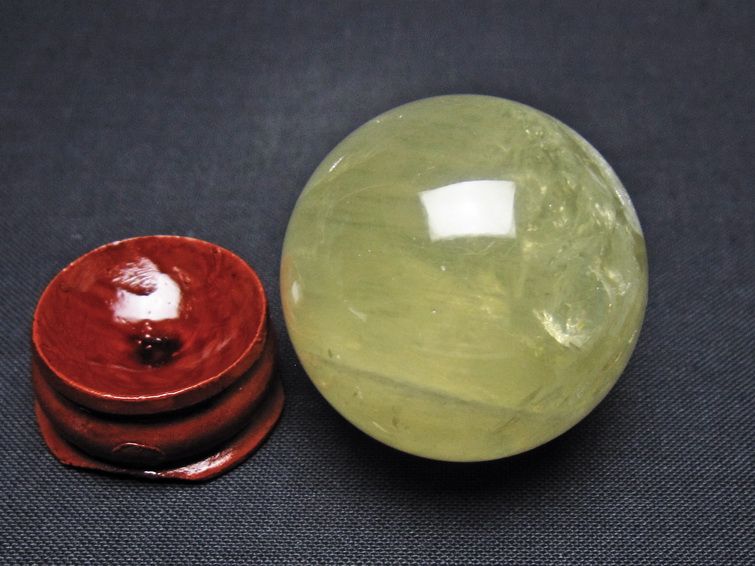 シトリン 丸玉 34mm シトリンクォーツ スフィア 置物 一点物 141-7924