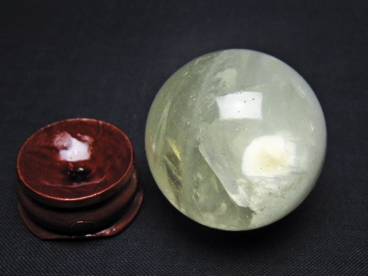 シトリン 丸玉 34mm シトリンクォーツ スフィア 置物 一点物 141-7925