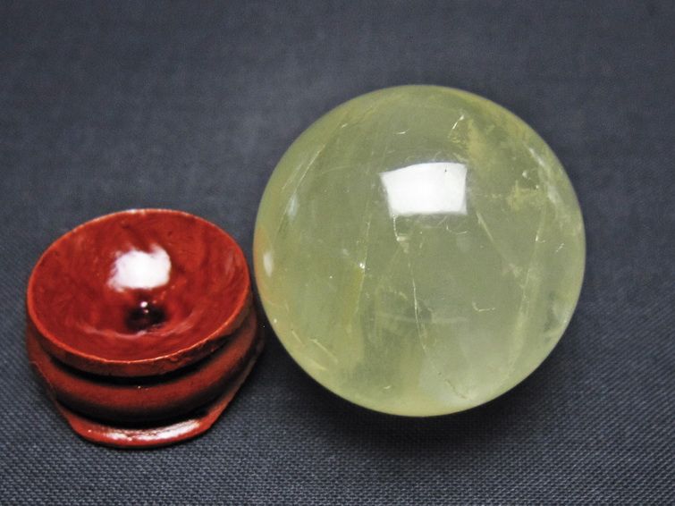 シトリン 丸玉 33mm シトリンクォーツ スフィア 置物 一点物 141-7927
