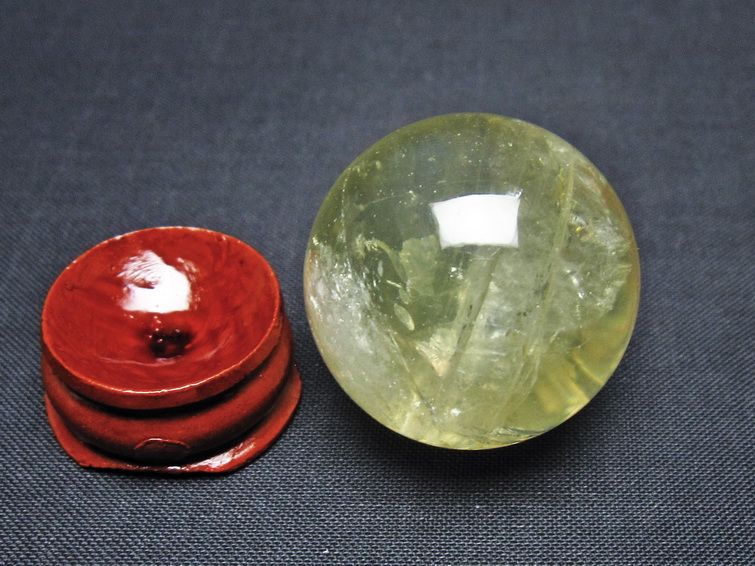 シトリン 丸玉 31mm シトリンクォーツ スフィア 置物 一点物 141-7943