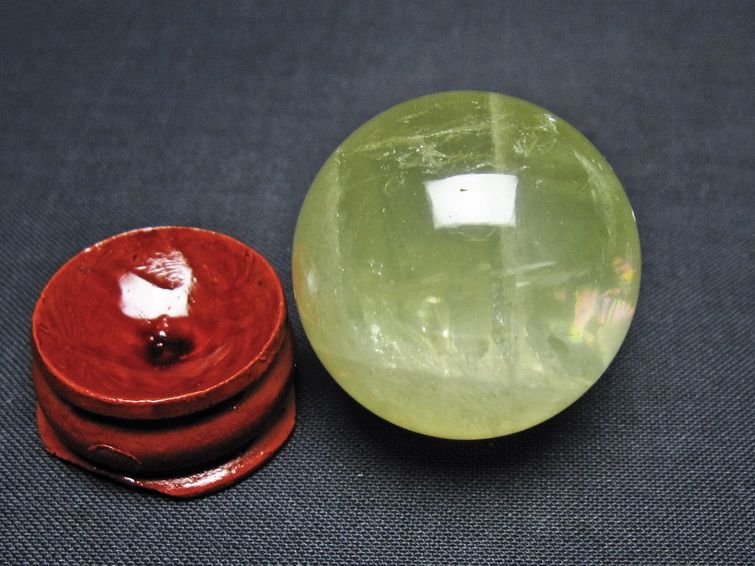 シトリン 丸玉 31mm シトリンクォーツ スフィア 置物 一点物 141-7948