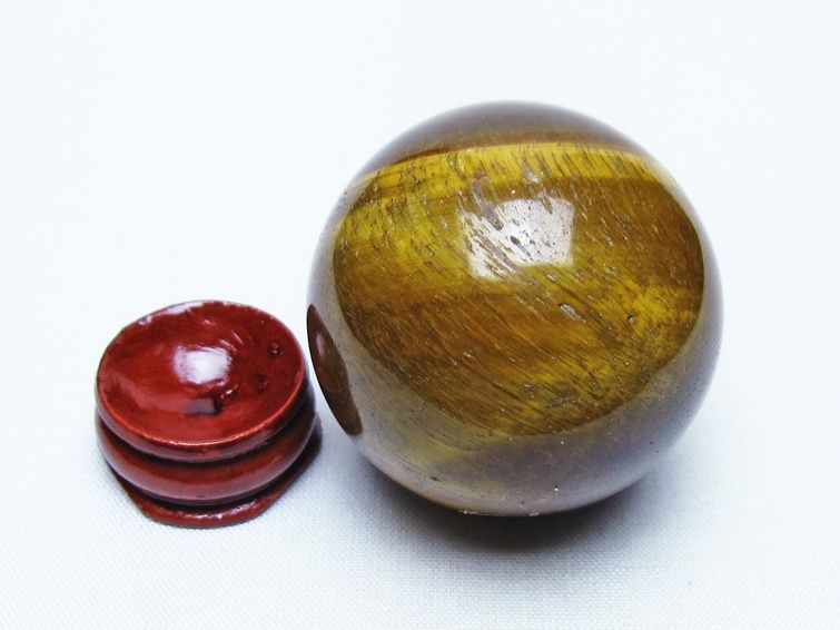 アイアンタイガーアイ 丸玉 43mm タイガーアイ スフィア 置物 一点物 141-7955