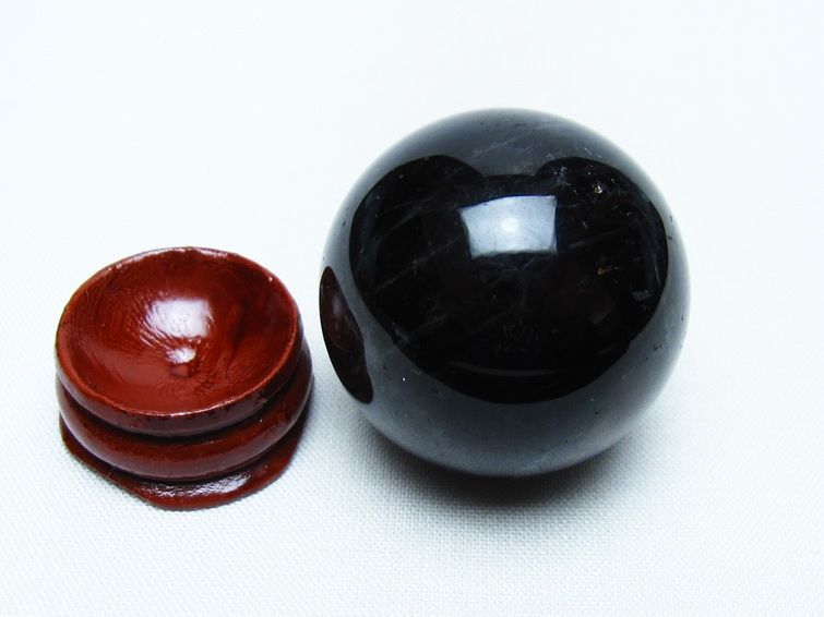 モリオン 丸玉 34mm 黒水晶 スフィア 置物 一点物 141-7973