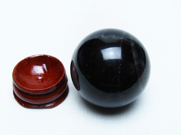 モリオン 丸玉 34mm 黒水晶 スフィア 置物 一点物 141-7974