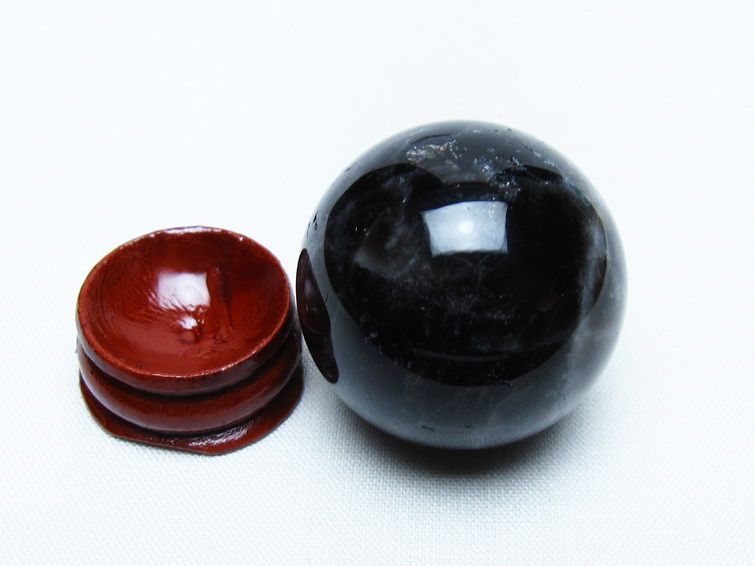 モリオン 丸玉 34mm 黒水晶 スフィア 置物 一点物 141-7975