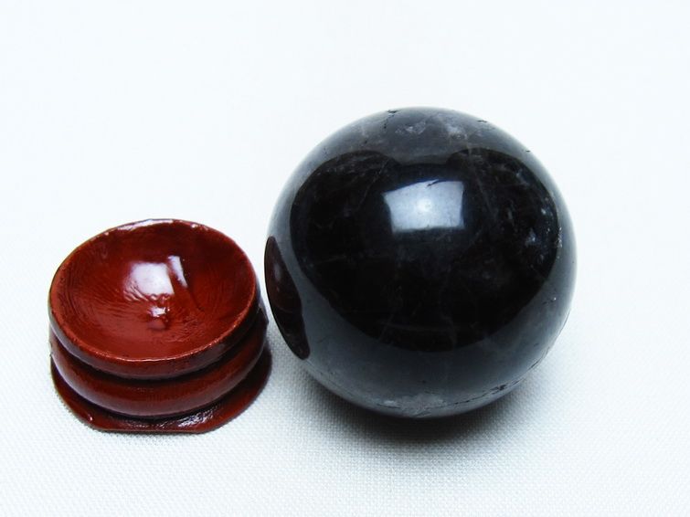 モリオン 丸玉 34mm 黒水晶 スフィア 置物 一点物 141-7977