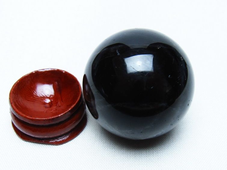 モリオン 丸玉 34mm 黒水晶 スフィア 置物 一点物 141-7984
