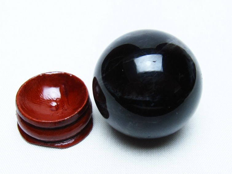 モリオン 丸玉 34mm 黒水晶 スフィア 置物 一点物 141-7985