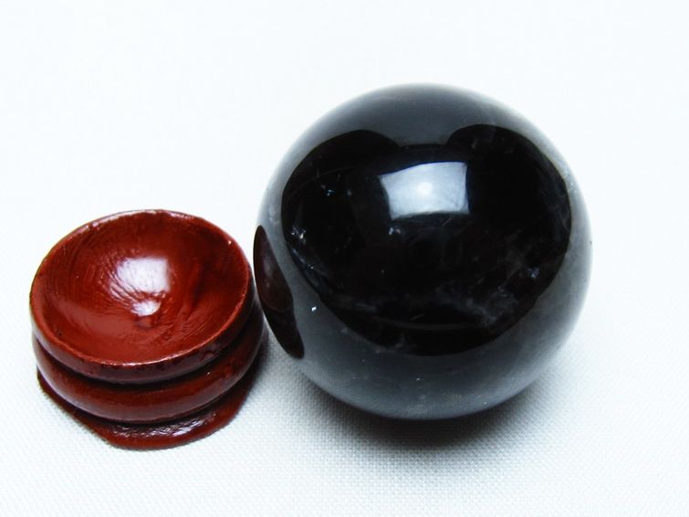 モリオン 丸玉 34mm 黒水晶 スフィア 置物 一点物 141-7986
