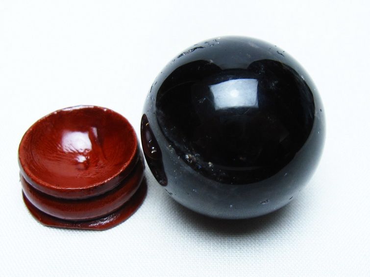 モリオン 丸玉 34mm 黒水晶 スフィア 置物 一点物 141-7989