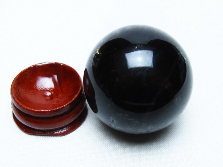 モリオン 丸玉 34mm 黒水晶 スフィア 置物 一点物 141-7992