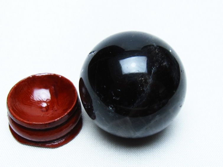 モリオン 丸玉 34mm 黒水晶 スフィア 置物 一点物 141-7993