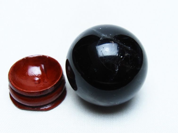 モリオン 丸玉 34mm 黒水晶 スフィア 置物 一点物 141-7995
