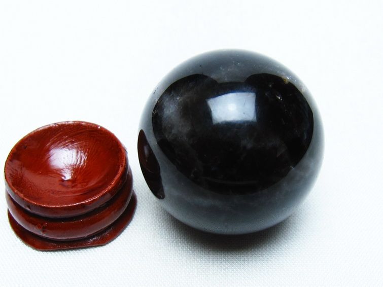 モリオン 丸玉 34mm 黒水晶 スフィア 置物 一点物 141-7997