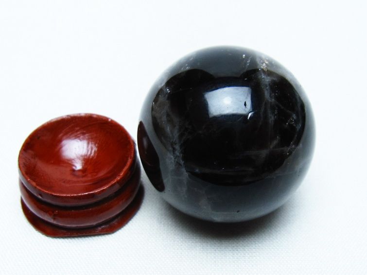 モリオン 丸玉 34mm 黒水晶 スフィア 置物 一点物 141-7998