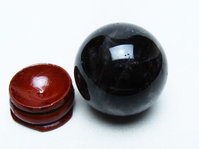 モリオン 丸玉 34mm 黒水晶 スフィア 置物 一点物 141-8002
