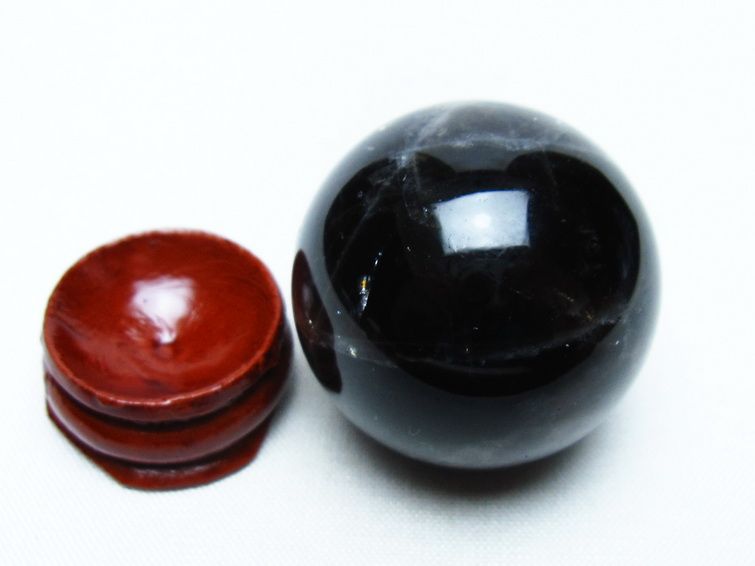 モリオン 丸玉 34mm 黒水晶 スフィア 置物 一点物 141-8003
