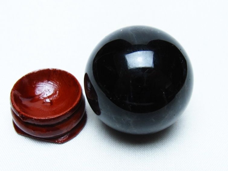 モリオン 丸玉 34mm 黒水晶 スフィア 置物 一点物 141-8005