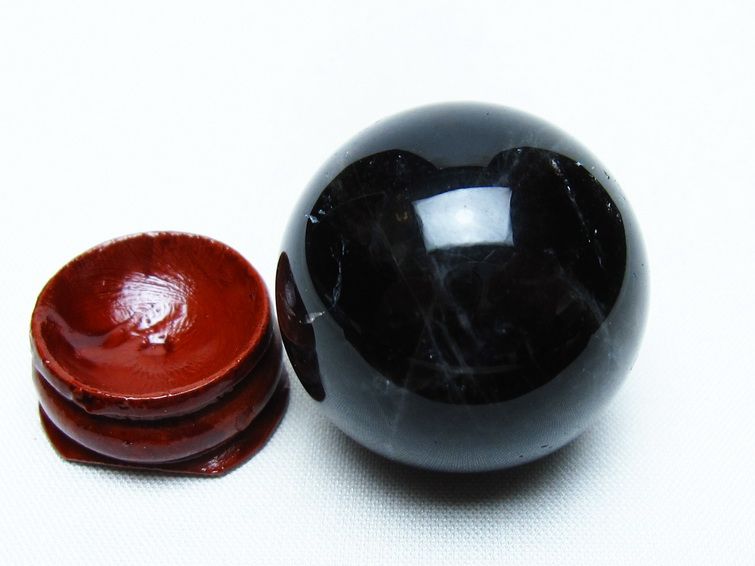 モリオン 丸玉 34mm 黒水晶 スフィア 置物 一点物 141-8010