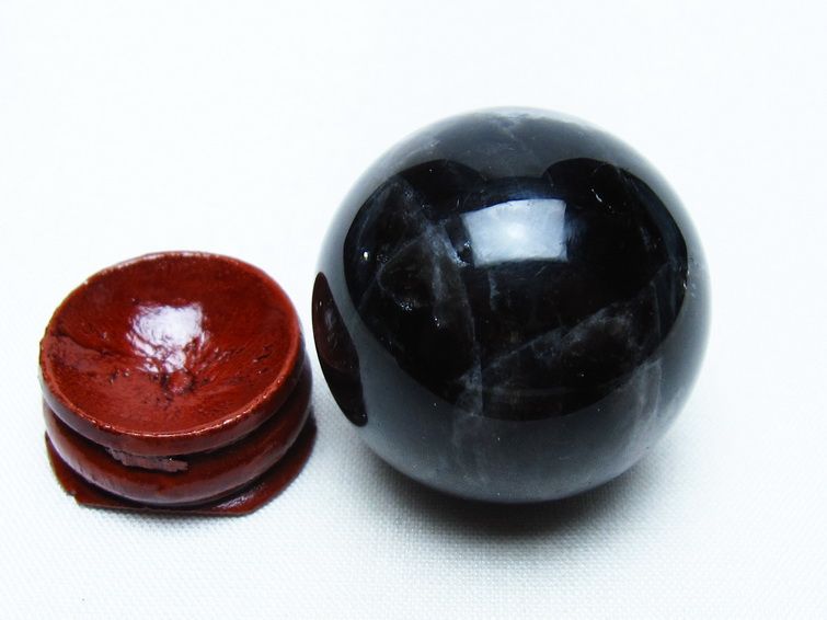 モリオン 丸玉 34mm 黒水晶 スフィア 置物 一点物 141-8012