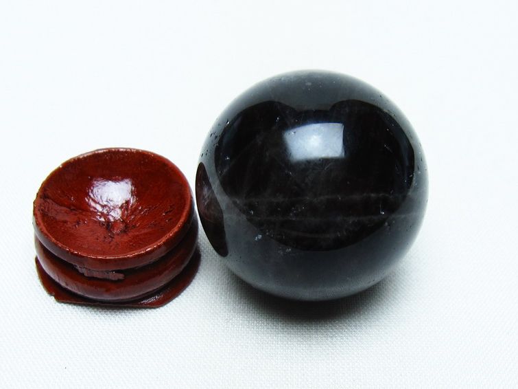 モリオン 丸玉 33mm 黒水晶 スフィア 置物 一点物 141-8014