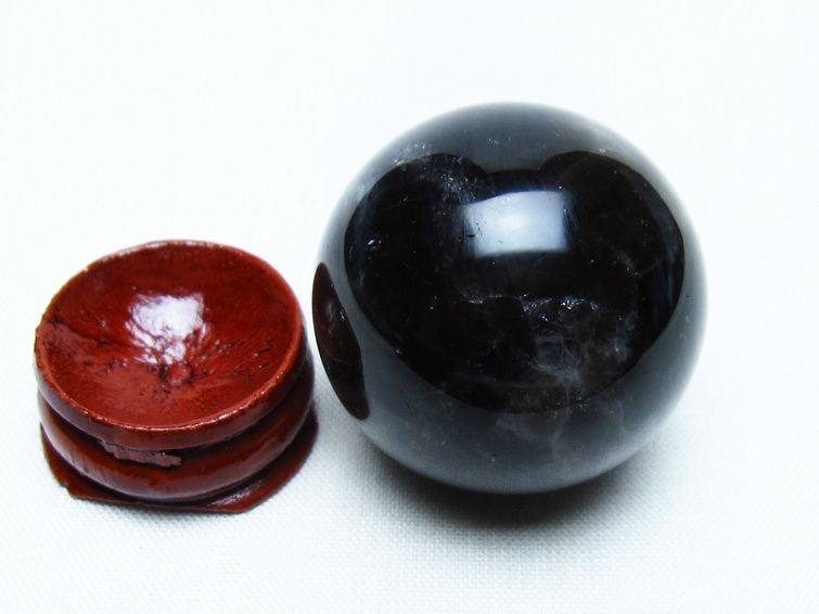 モリオン 丸玉 33mm 黒水晶 スフィア 置物 一点物 141-8018