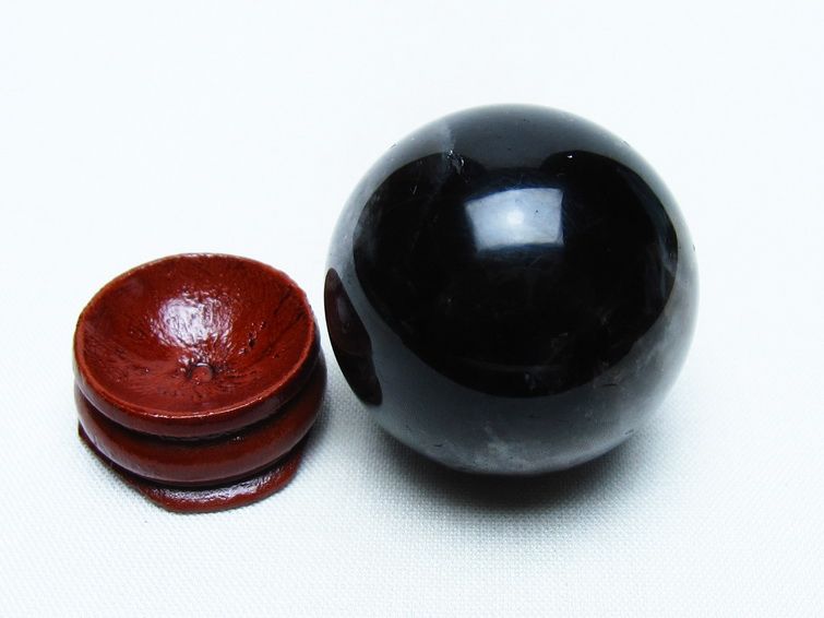 モリオン 丸玉 35mm 黒水晶 スフィア 置物 一点物 141-8027