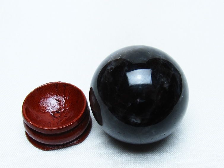 モリオン 丸玉 35mm 黒水晶 スフィア 置物 一点物 141-8031