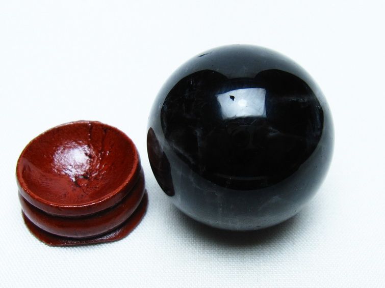 モリオン 丸玉 35mm 黒水晶 スフィア 置物 一点物 141-8038
