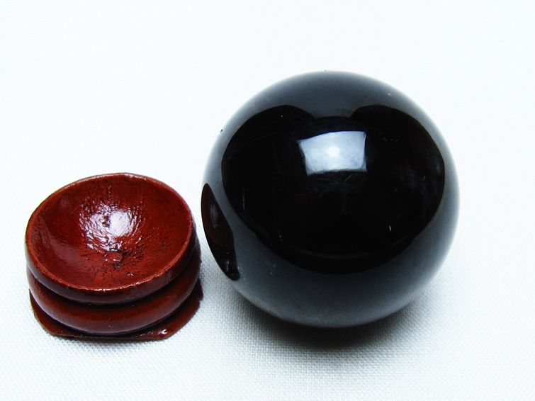 モリオン 丸玉 35mm 黒水晶 スフィア 置物 一点物 141-8045