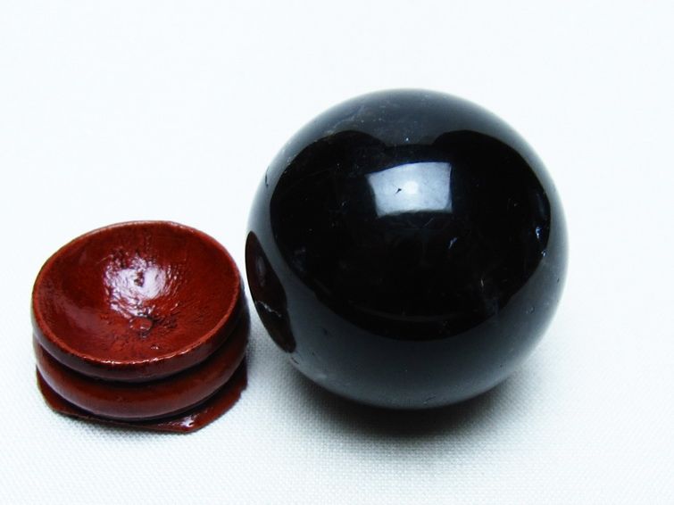 モリオン 丸玉 35mm 黒水晶 スフィア 置物 一点物 141-8048