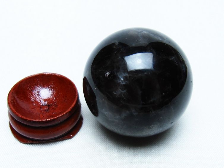 モリオン 丸玉 36mm 黒水晶 スフィア 置物 一点物 141-8049
