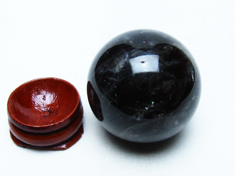 モリオン 丸玉 36mm 黒水晶 スフィア 置物 一点物 141-8053