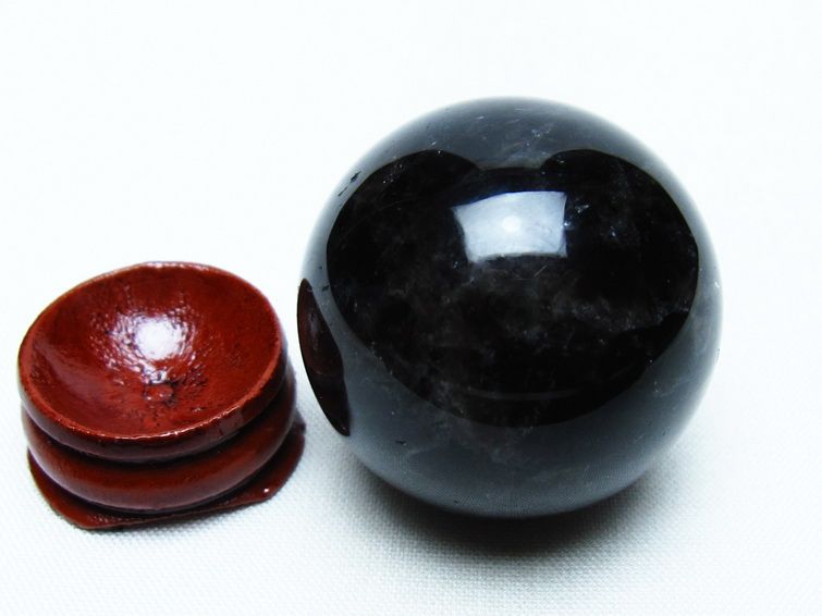 モリオン 丸玉 36mm 黒水晶 スフィア 置物 一点物 141-8055