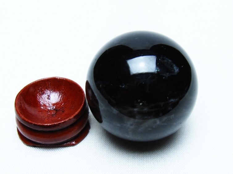 モリオン 丸玉 36mm 黒水晶 スフィア 置物 一点物 141-8056