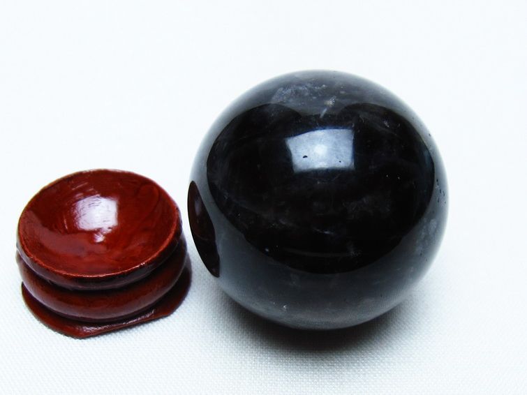 モリオン 丸玉 36mm 黒水晶 スフィア 置物 一点物 141-8061
