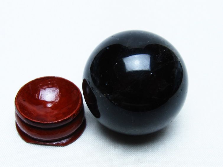 モリオン 丸玉 36mm 黒水晶 スフィア 置物 一点物 141-8062