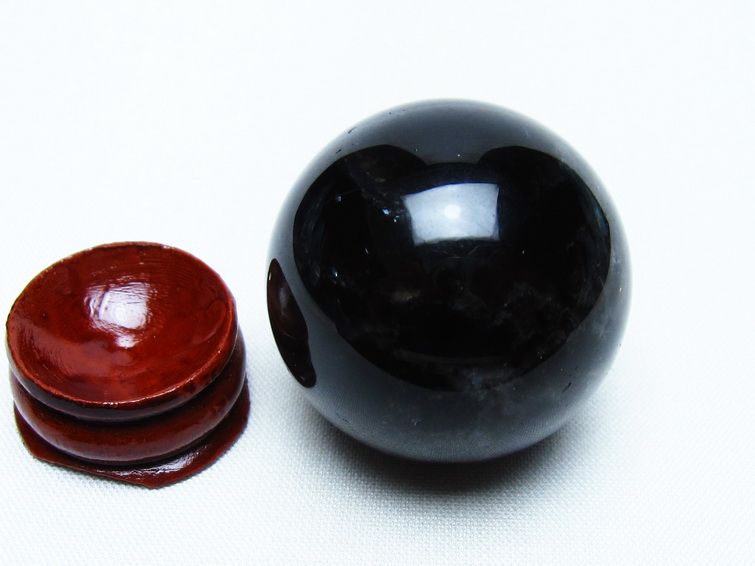 モリオン 丸玉 36mm 黒水晶 スフィア 置物 一点物 141-8066