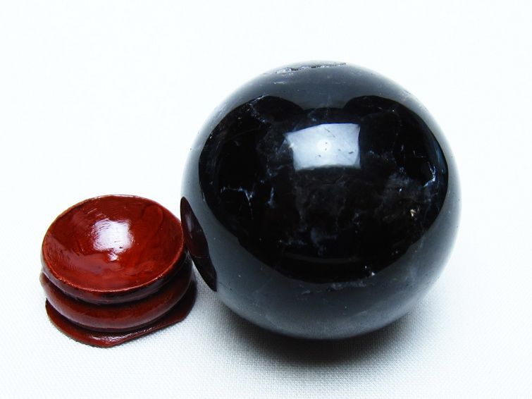 モリオン 丸玉 43mm 黒水晶 スフィア 置物 一点物 141-8067