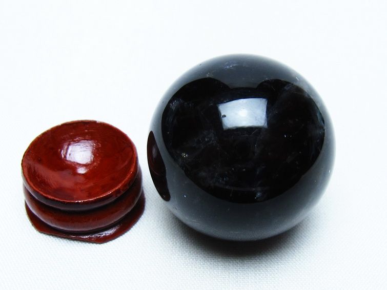 モリオン 丸玉 36mm 黒水晶 スフィア 置物 一点物 141-8068