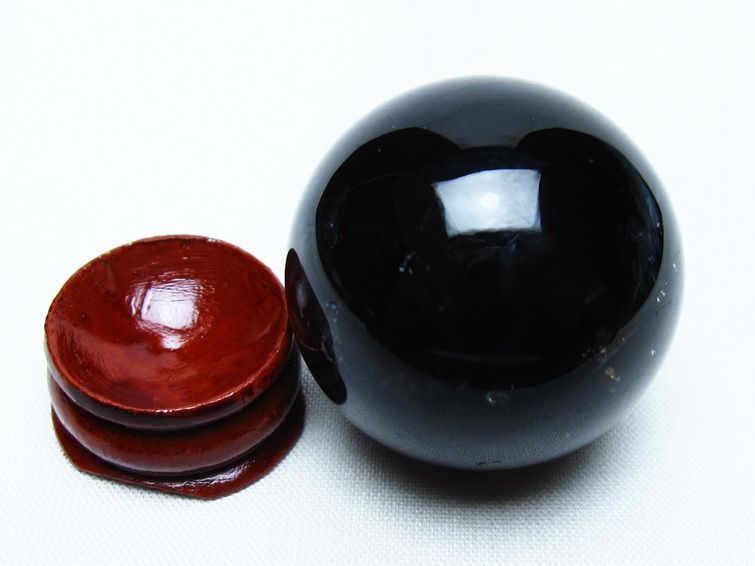 モリオン 丸玉 36mm 黒水晶 スフィア 置物 一点物 141-8074