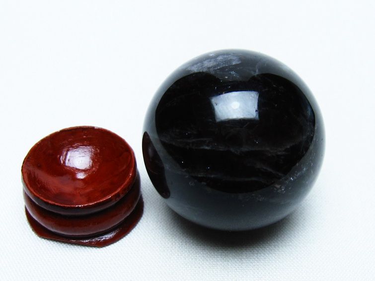 モリオン 丸玉 36mm 黒水晶 スフィア 置物 一点物 141-8078