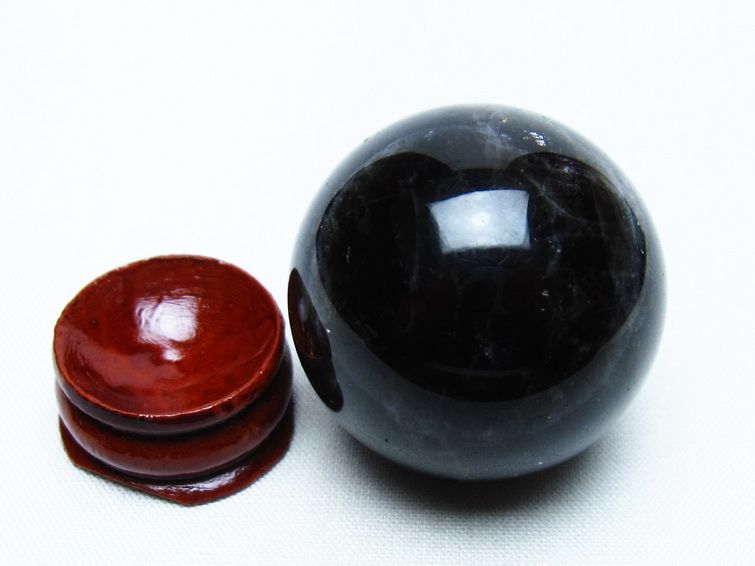 モリオン 丸玉 36mm 黒水晶 スフィア 置物 一点物 141-8079