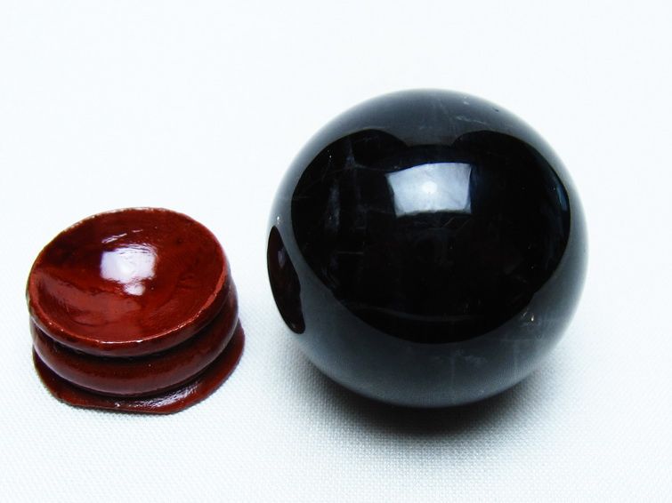 モリオン 丸玉 36mm 黒水晶 スフィア 置物 一点物 141-8082