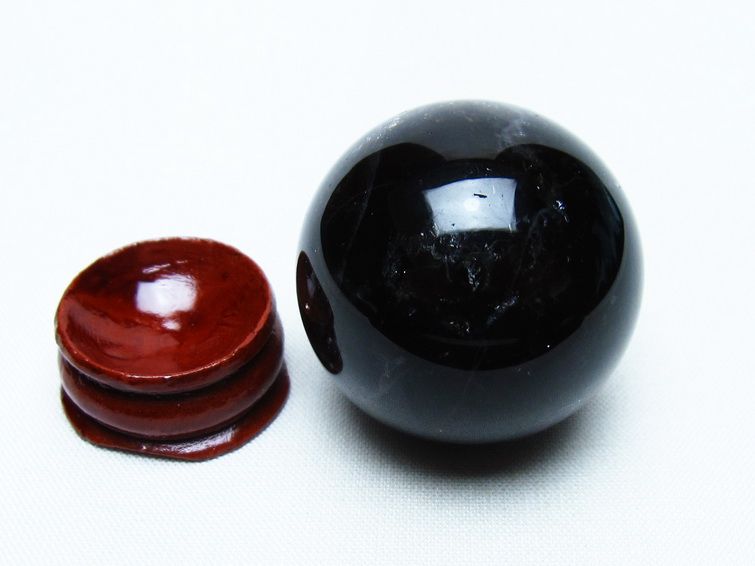 モリオン 丸玉 36mm 黒水晶 スフィア 置物 一点物 141-8083