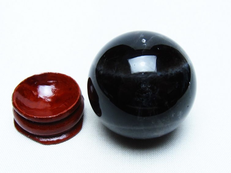 モリオン 丸玉 36mm 黒水晶 スフィア 置物 一点物 141-8084