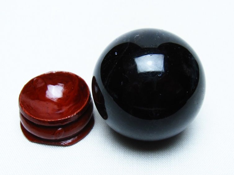 モリオン 丸玉 35mm 黒水晶 スフィア 置物 一点物 141-8086