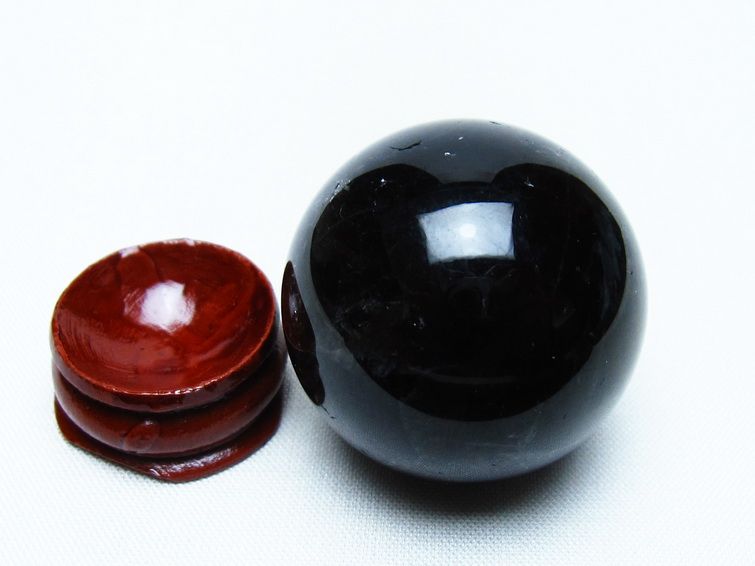 モリオン 丸玉 35mm 黒水晶 スフィア 置物 一点物 141-8087