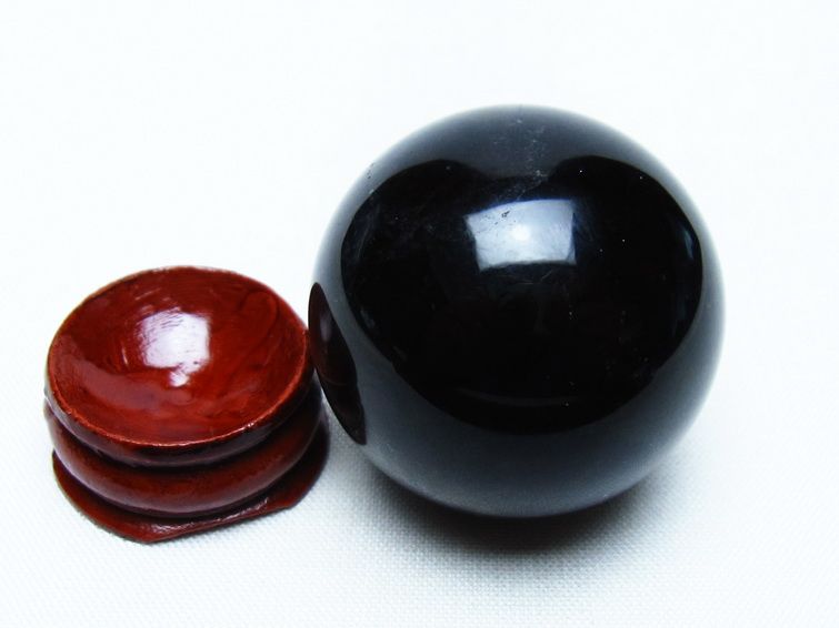 モリオン 丸玉 35mm 黒水晶 スフィア 置物 一点物 141-8091